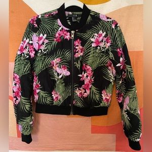 Quilted floral bomber jacket
